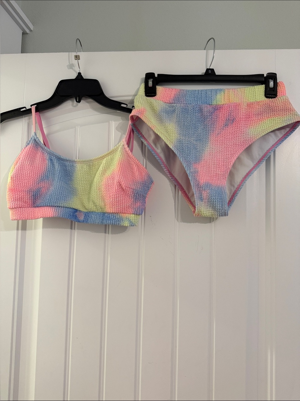 Cupshe Pastel Tie-Dye Pink Blue Yellow High-Waisted Bikini